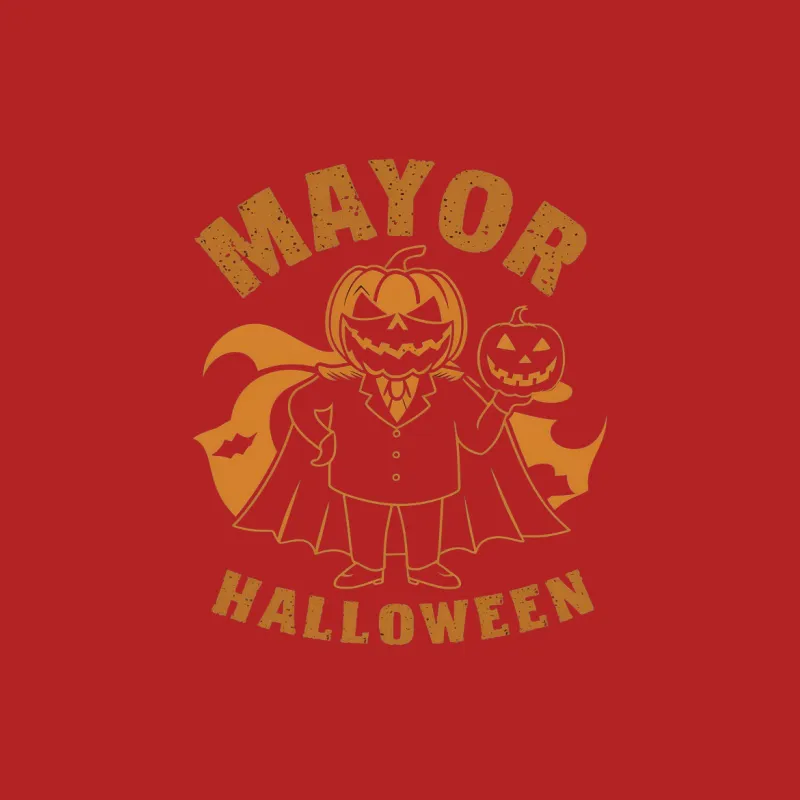 Halloween Mayor Pumpkin Graphic Tee, Orange Halloween T-Shirt, Unisex Costume Design Male T-Shirt