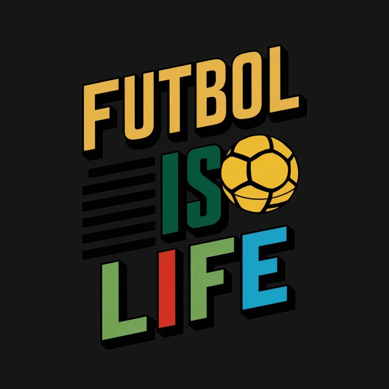 Futbol Is Life T-Shirt, Bold Soccer Graphic Tee, Colorful Sports Fan Apparel Male T-Shirt