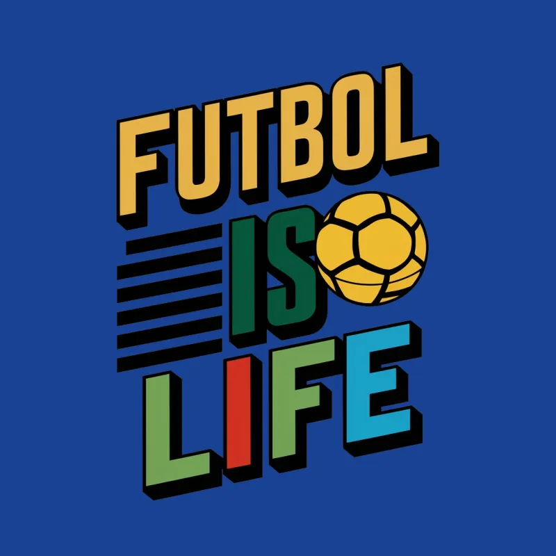 Futbol Is Life T-Shirt, Bold Soccer Graphic Tee, Colorful Sports Fan Apparel Female T-Shirt