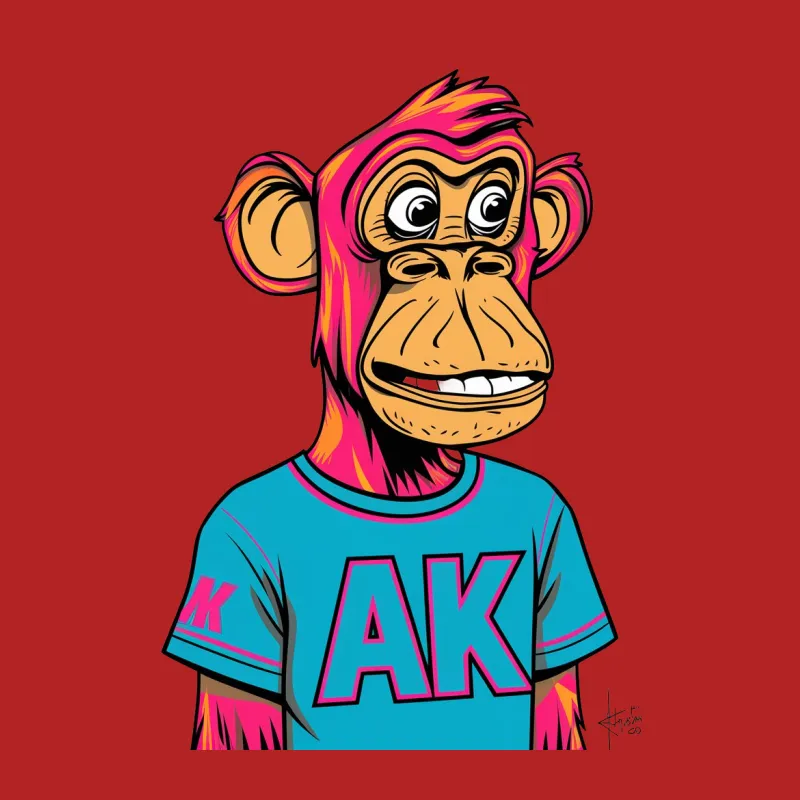 Colorful Monkey Graphic T-Shirt, Vibrant Pop Art Style, Casual Streetwear, Unique Animal Design Tee Female T-Shirt