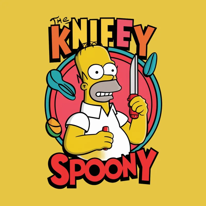 The KniFey SpoonY T-Shirt, Homer Inspired Graphic Tee, Funny Cartoon Character Shirt, Unisex Casual Top Female T-Shirt