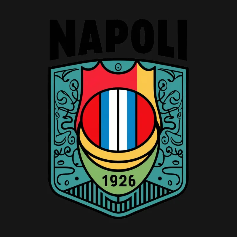 Napoli 1926 Crest T-Shirt, Vintage Style Soccer Club Emblem Tee, Colorful Retro Sports Fan Apparel Female T-Shirt