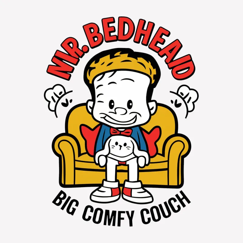 Mr. Bedhead Big Comfy Couch Cartoon Graphic T-Shirt, Retro Style Tee for Adults Male T-Shirt