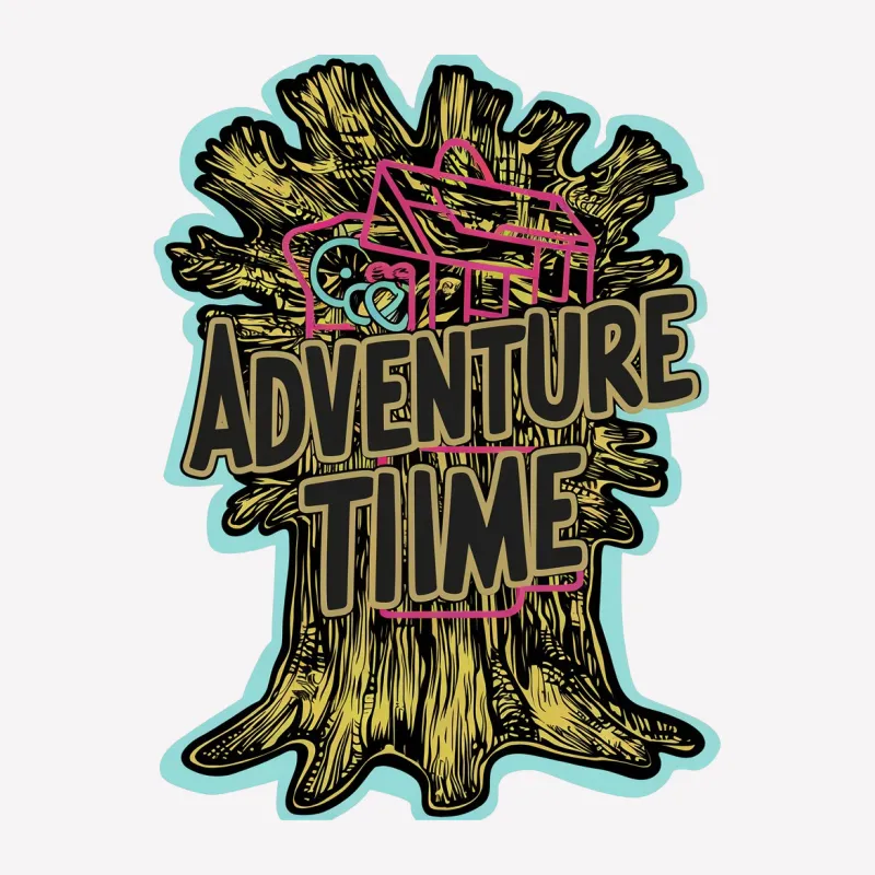 Adventure Time Treehouse Graphic T-Shirt, Cartoon Network Inspired Design, Colorful and Fun Male T-Shirt