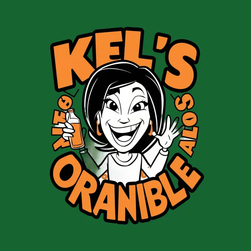 Kelli's Orange Juice Cartoon T-Shirt, Fun and Bright Casual Wear, Unisex Graphic Tee Male T-Shirt