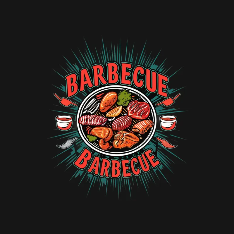 Barbecue BBQ Graphic T-Shirt, Vintage Style Grilling Meat Design, Unisex Tee Male T-Shirt