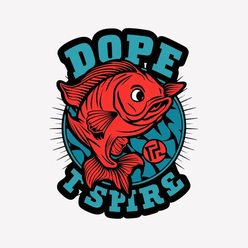 Retro Style Fish Dope T-Shirt, Vintage Fish Graphic Tee, Bold Colors Urban Fashion, Unisex T-Shirt Design Male T-Shirt