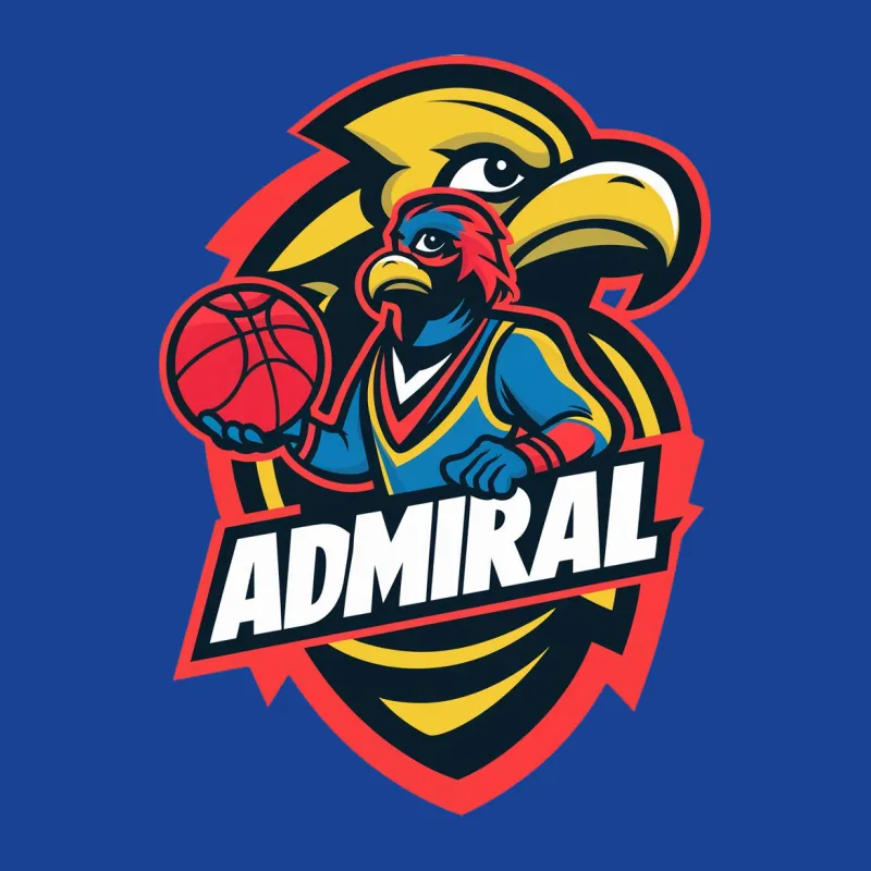 Admiral Eagle Basketball Team Logo T-Shirt, Cool Sports Mascot Graphic Tee, Unisex Apparel Male T-Shirt