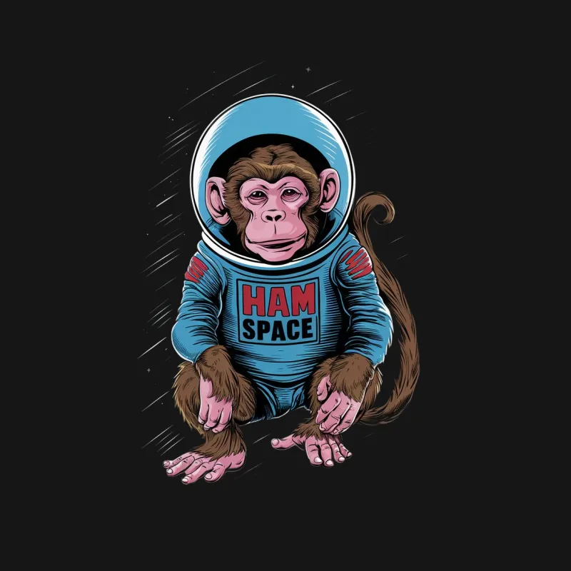 Astronaut Monkey T-Shirt, Cute Space Chimp Tee, Cartoon Animal in Space Suit, Unisex Graphic Shirt Female T-Shirt