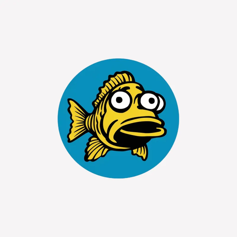 Funny Cartoon Fish T-Shirt, Yellow Fish with Big Eyes on Blue Background Male T-Shirt