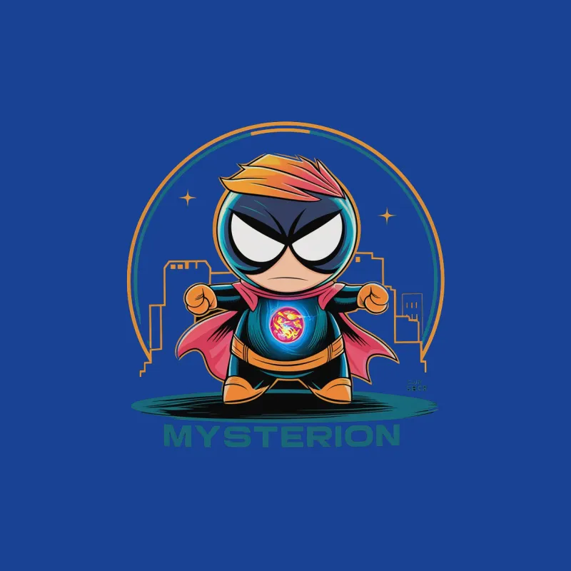 Kids Superhero Mysterion T-Shirt, Cool Comic Cartoon Hero Tee, Unique Graphic Design Children's Apparel Male T-Shirt