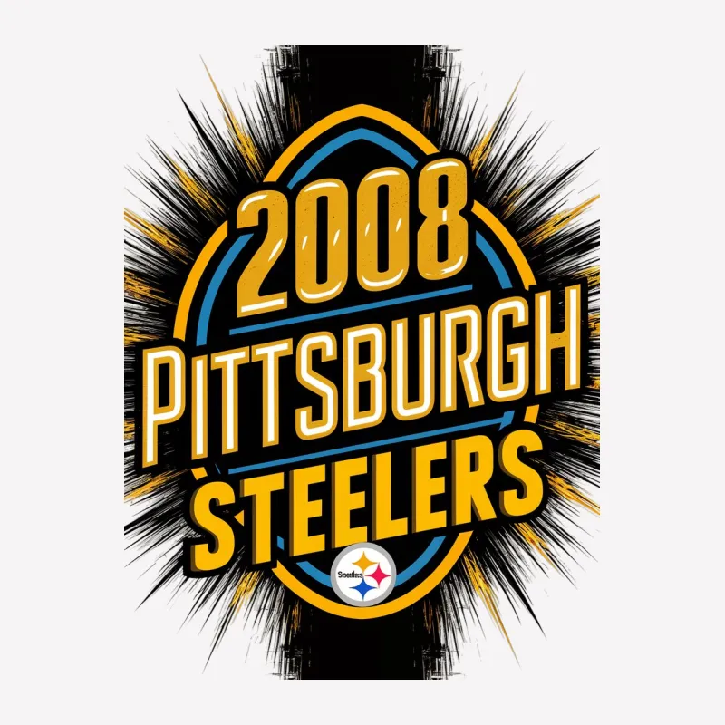 2008 Pittsburgh Steelers T-Shirt, Vintage Football Fan Tee, Black and Yellow Color Splash Design Female T-Shirt