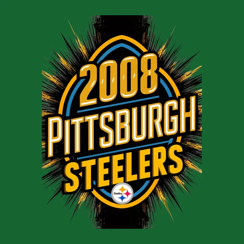 2008 Pittsburgh Steelers T-Shirt, Vintage Football Fan Tee, Black and Yellow Color Splash Design Male T-Shirt