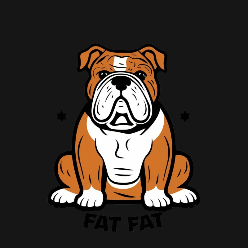 Bulldog Graphic T-Shirt, Cute Dog Lover Tee, Fat Fat Slogan, Unisex Adult Casual Wear Male T-Shirt