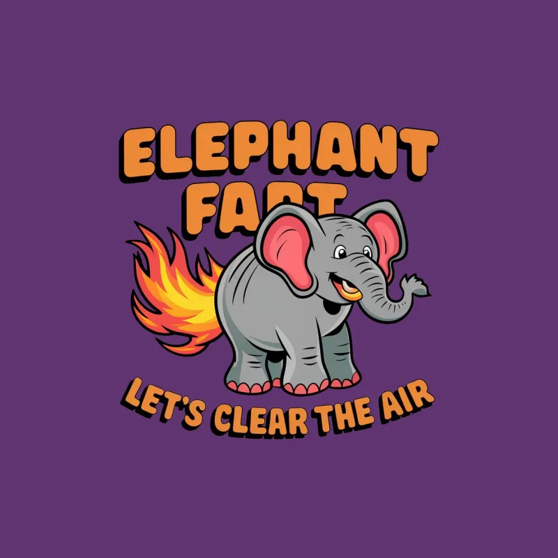 Elephant Fart Graphic T-Shirt, Funny Animal Tee, Unique Humor Gift, Unisex Cotton Shirt Female T-Shirt