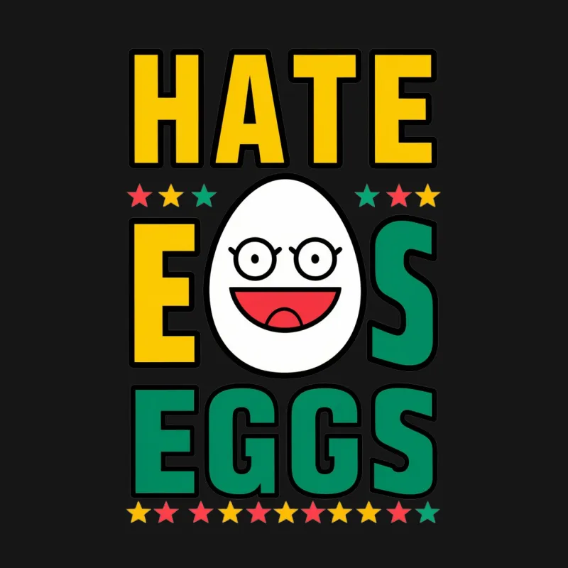 Funny Egg Graphic T-Shirt, Hate Eggs Bold Text, Colorful Unisex Tee Male T-Shirt