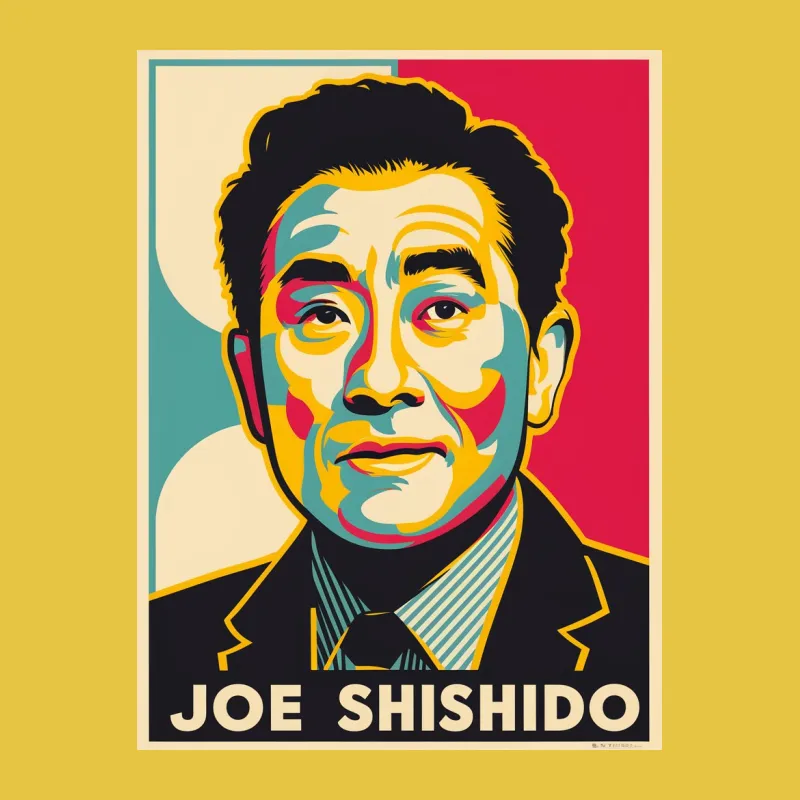 Colorful Pop Art Style Joe Shishido Portrait Graphic T-Shirt, Vibrant Pop Culture Tee, Retro Fashion Male T-Shirt