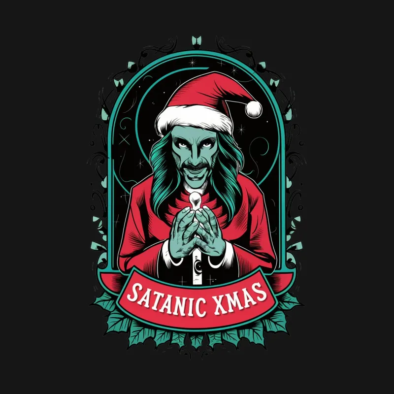 Satanic Xmas T-Shirt, Devil Santa Claus Graphic Tee, Dark Holiday Apparel, Goth Christmas Gift Male T-Shirt