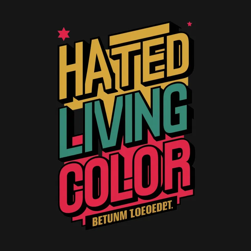 Retro Hated Living Color Graphic T-Shirt, Vintage Inspired Bold Lettering, Unique Fashion Tee, Unisex Female T-Shirt