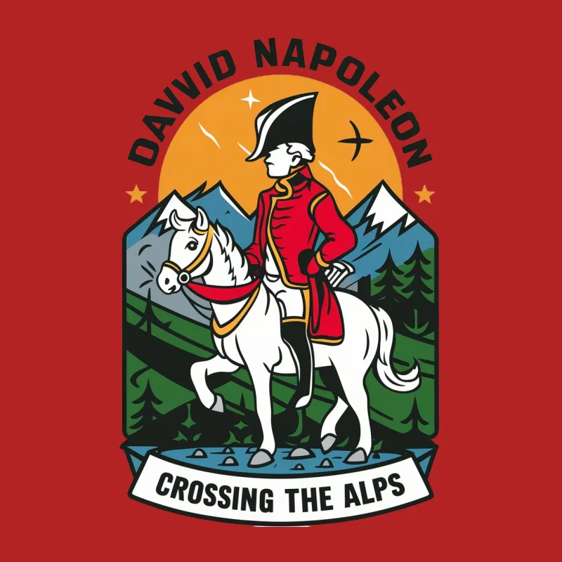 Vintage Napoleon Crossing the Alps Graphic T-Shirt, Retro French History War Leader Shirt, Military Enthusiast Tee Male T-Shirt