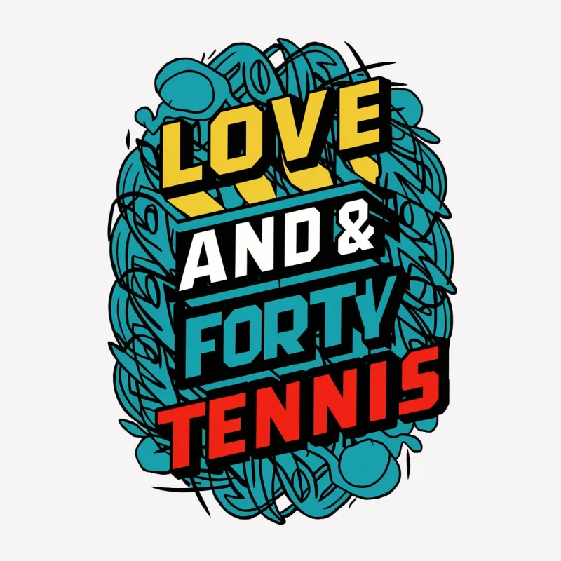 Colorful Love and Forty Tennis T-Shirt, Vintage Graphic Tee for Sports Fans, Unisex Tennis T-Shirt Male T-Shirt