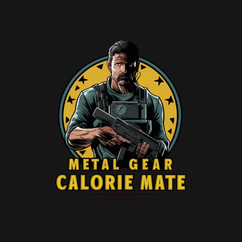 Metal Gear Calorie Mate Inspired T-Shirt, Vintage Video Game Graphic Tee, Retro Gaming Apparel Male T-Shirt