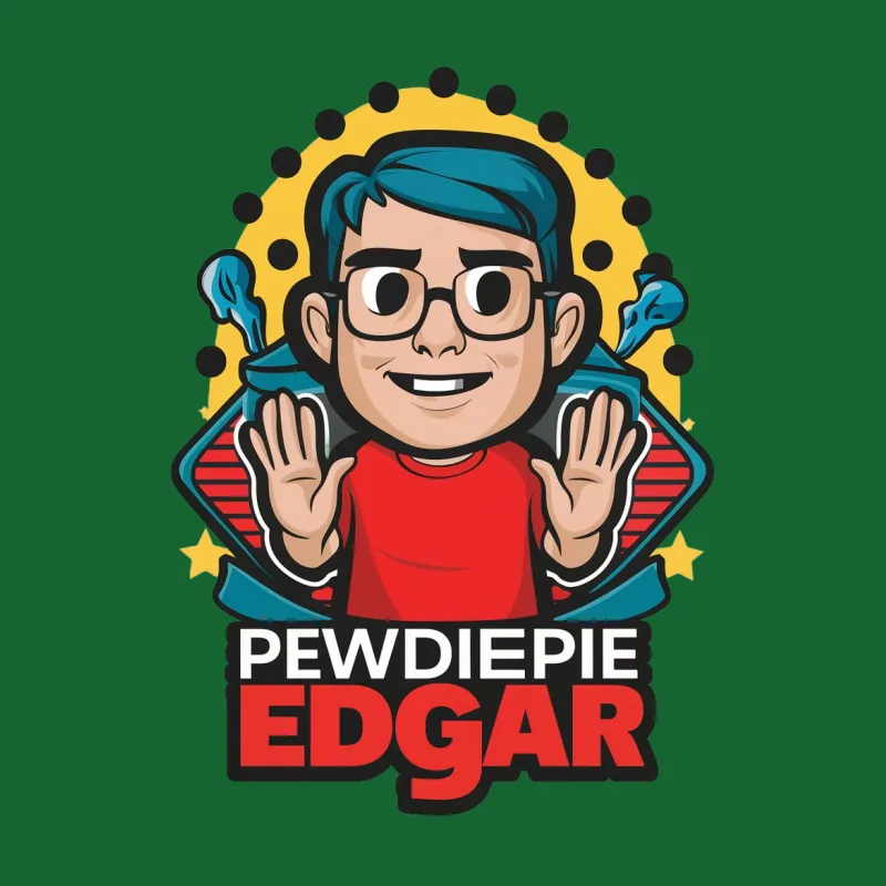 Edgar Graphic T-Shirt, Pewdiepie Fan Art, Geeky Style, Bold Colorful Design Tee, Unique Gift Idea Female T-Shirt