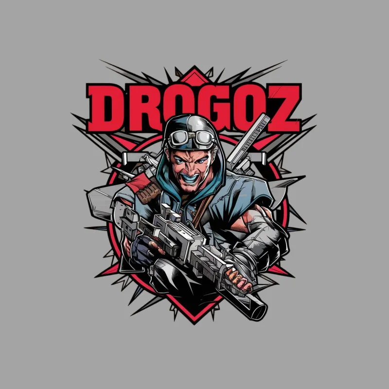 Drogoz Comic Style Graphic T-Shirt, Bold Print, Cool Character Art Top Male T-Shirt