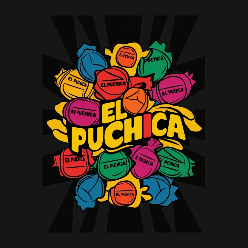 El Puchica Colorful Candy Graphic T-Shirt, Unisex Pop Art Style Casual Tee, Vibrant Summer Top, Unique Gift Idea Female T-Shirt