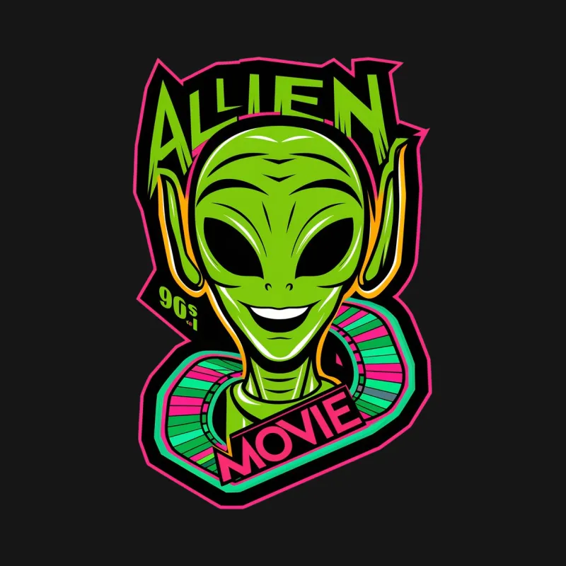 90s Alien Movie Graphic T-Shirt, Vintage Style Extraterrestrial Design, Urban Fashion Male T-Shirt