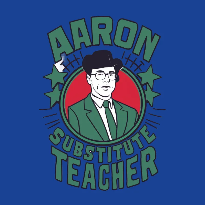 Aaron Substitute Teacher Retro Style Graphic T-Shirt, Vintage Inspired Educator Tee Male T-Shirt