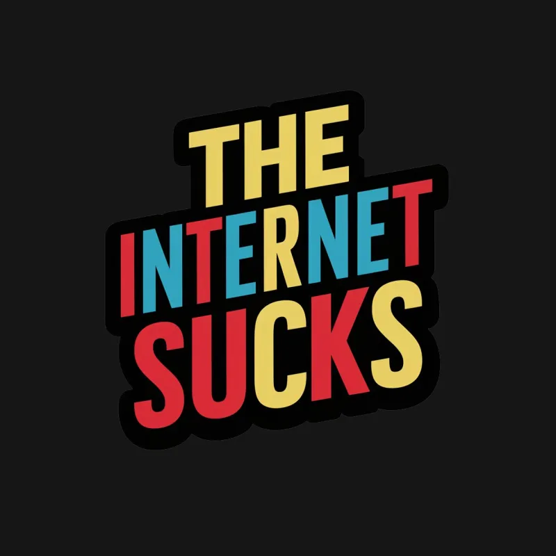 Retro Bold Text The Internet Sucks T-Shirt, Colorful Statement Tee, Unisex Adult Clothing Male T-Shirt