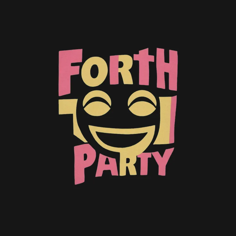 Forth Party Emoji Graphic T-Shirt, Fun Bold Text Smile Design, Casual Unisex Tee, Ideal for Celebrations Male T-Shirt