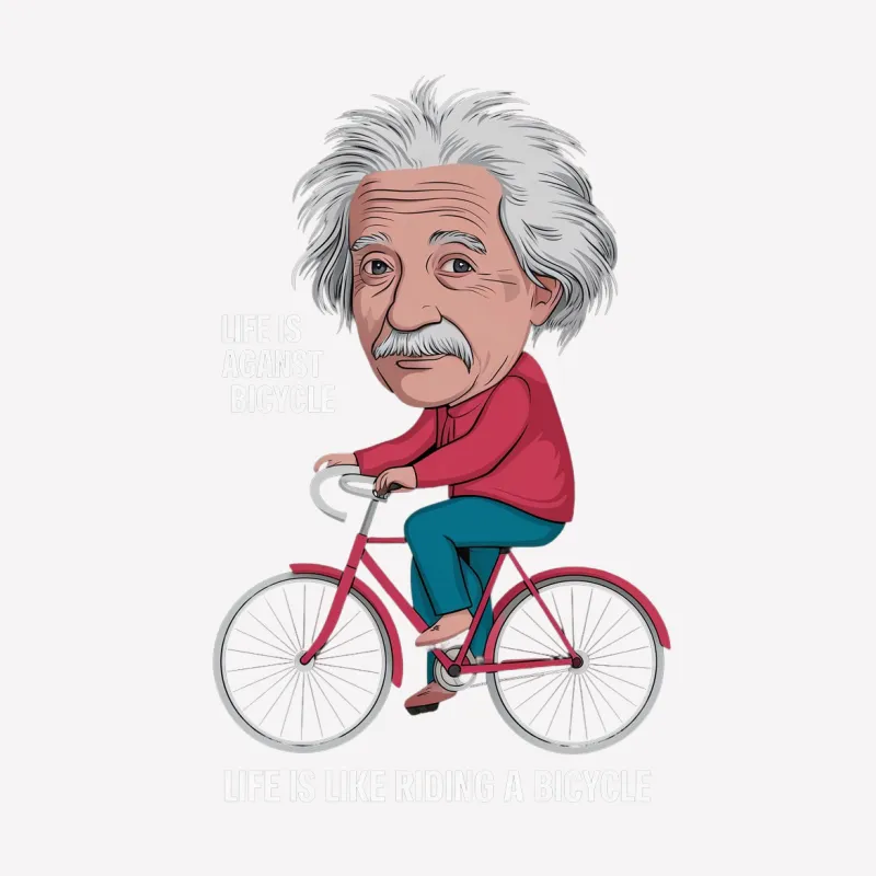 Albert Einstein Riding Bicycle Quote T-Shirt, Inspirational Science Tee, Unique Graphic Shirt Male T-Shirt