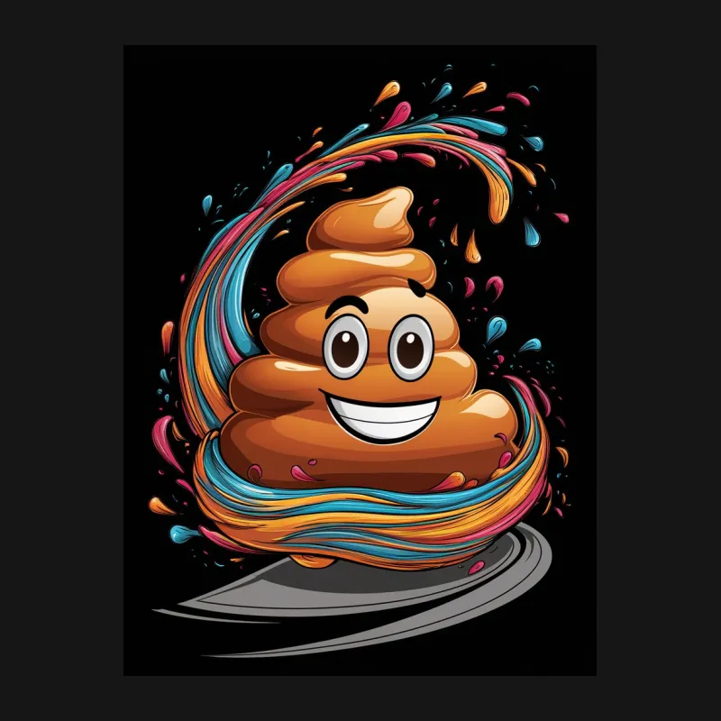 Colorful Whimsical Poop Emoji T-Shirt, Fun Graphic Tee, Unisex Shirt for All Ages, Trendy Cute Top Male T-Shirt