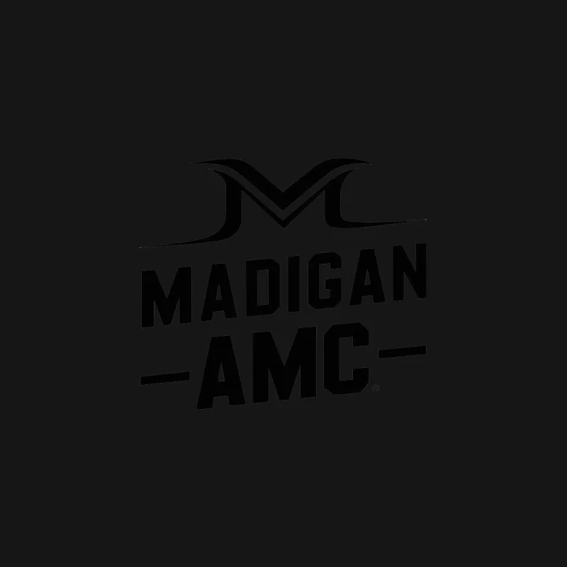 Stylish Madigan AMC Logo T-Shirt, Classic Black and White Design, Casual Wear Male T-Shirt