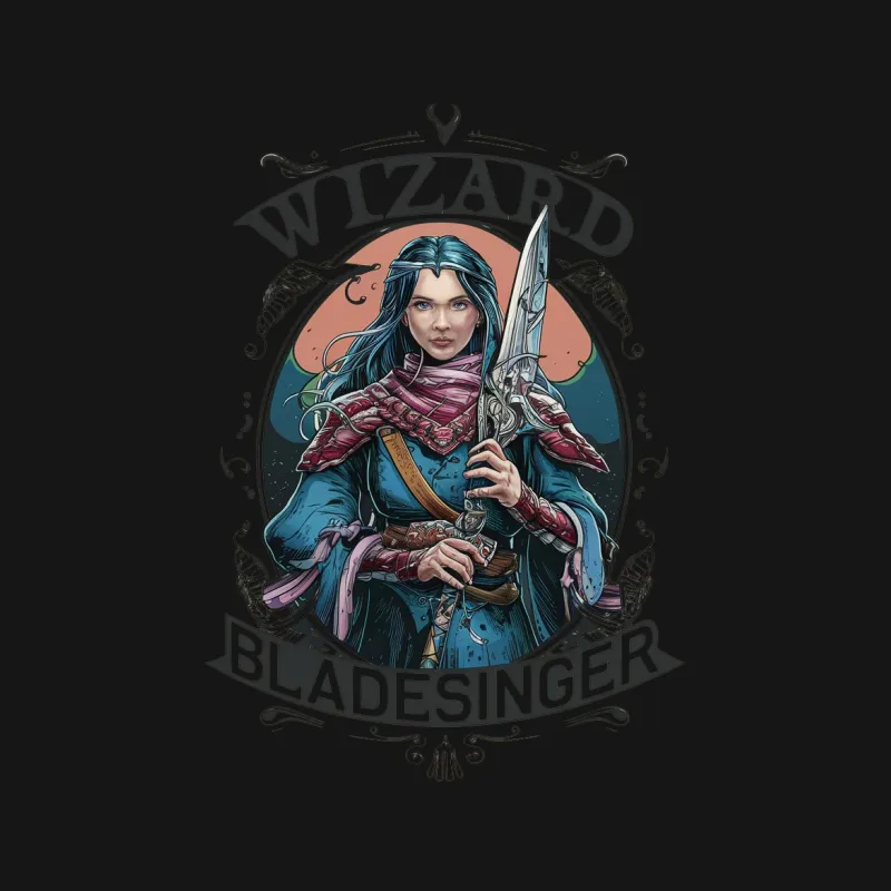 Wizard Bladesinger Fantasy Art T-Shirt, Unique Graphic Tee, Men's and Women's Sizes Available Male T-Shirt