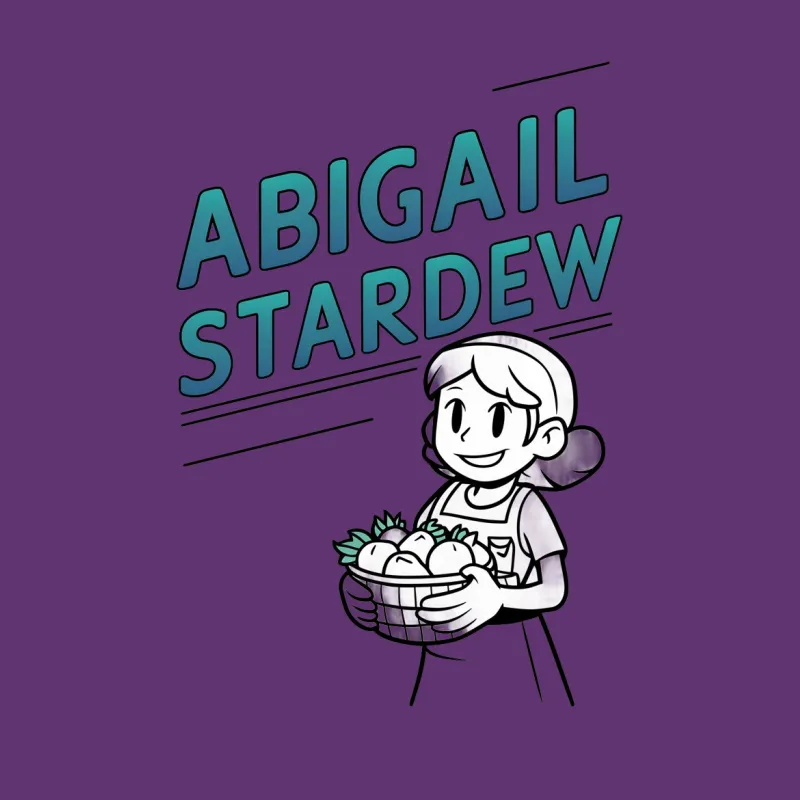 Abigail Stardew Graphic T-Shirt, Farming Video Game Inspired, White Tee for Fans Male T-Shirt