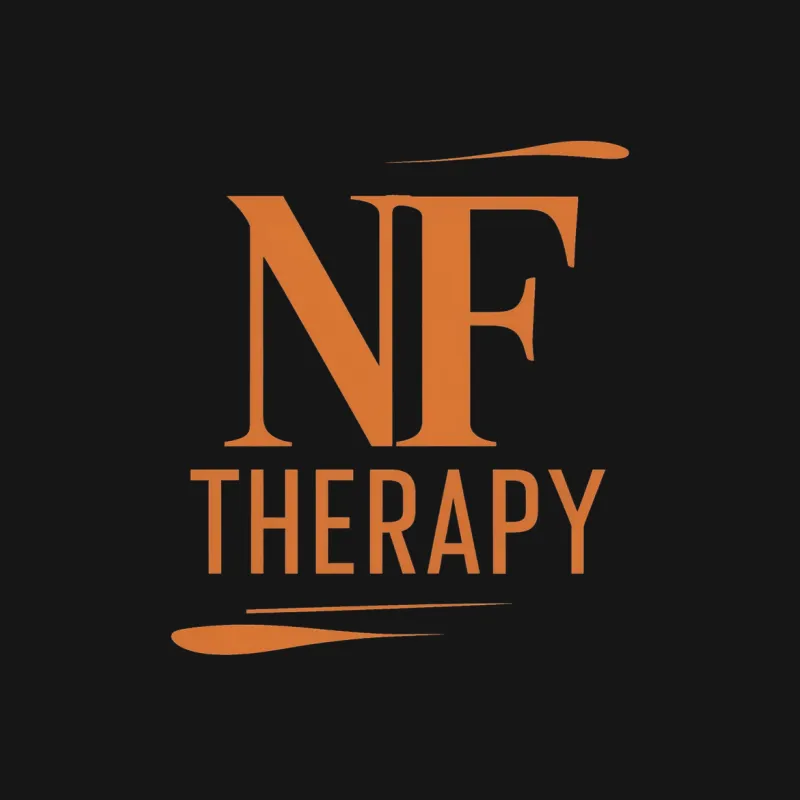 NF Therapy Bold Orange Text Logo Fashion T-Shirt, Unisex Graphic Tee, Trendy Casual Streetwear Male T-Shirt