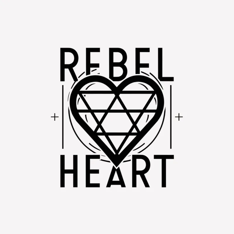 Rebel Heart T-Shirt with Geometric Heart Design, Bold Black and White Graphic Tee, Unisex Shirt Male T-Shirt