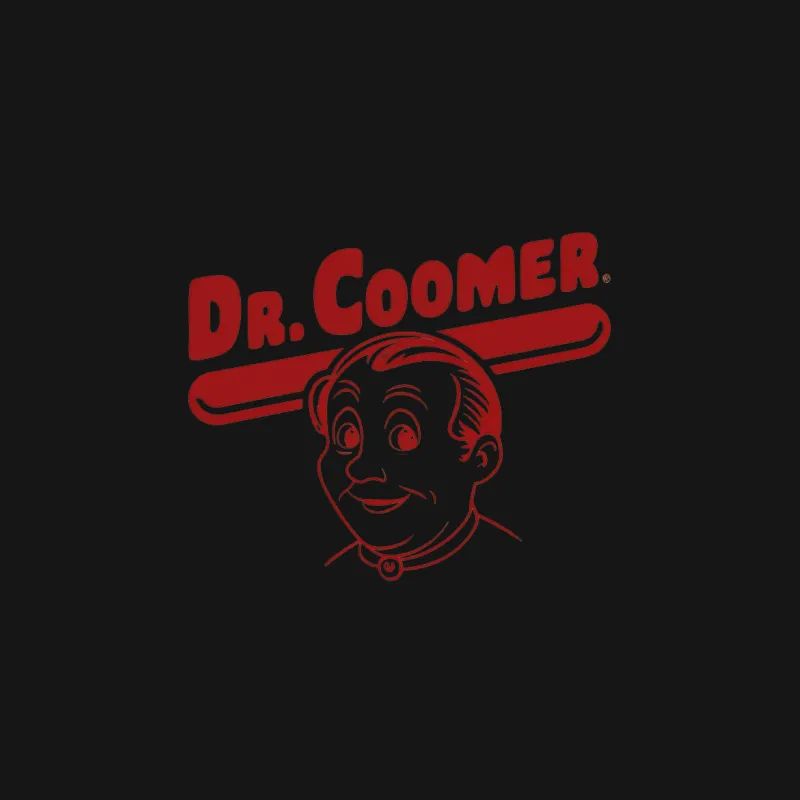 Dr. Coomer Logo T-Shirt, Classic Red and White Graphic, Unisex Adult T-Shirt, Retro Cartoon Character Apparel Male T-Shirt