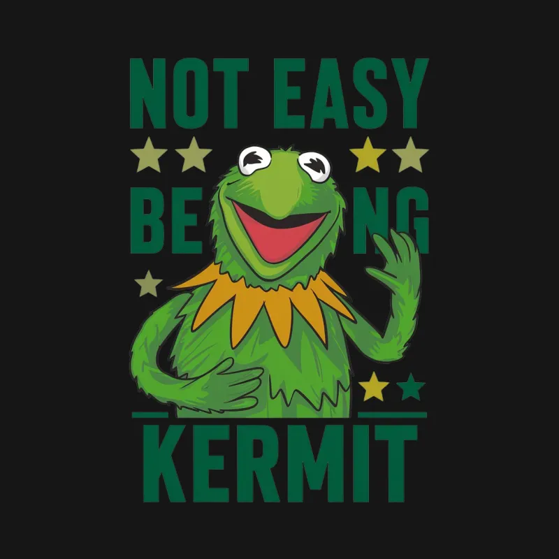 Kermit T-Shirt Not Easy Being Kermit - Funny Green Frog Muppet Inspired Tee, Casual Graphic Shirt, Gift for TV Show Fans Female T-Shirt