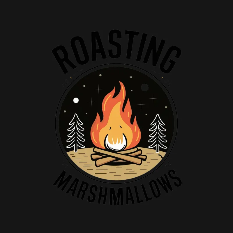 Roasting Marshmallows Campfire Graphic T-Shirt, Vintage Style Camping Tee, Unisex Outdoor Shirt Male T-Shirt