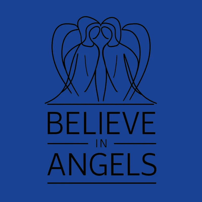 Believe in Angels Line Art T-Shirt, Minimalist Angel Graphic Tee, Inspirational Clothing Female T-Shirt