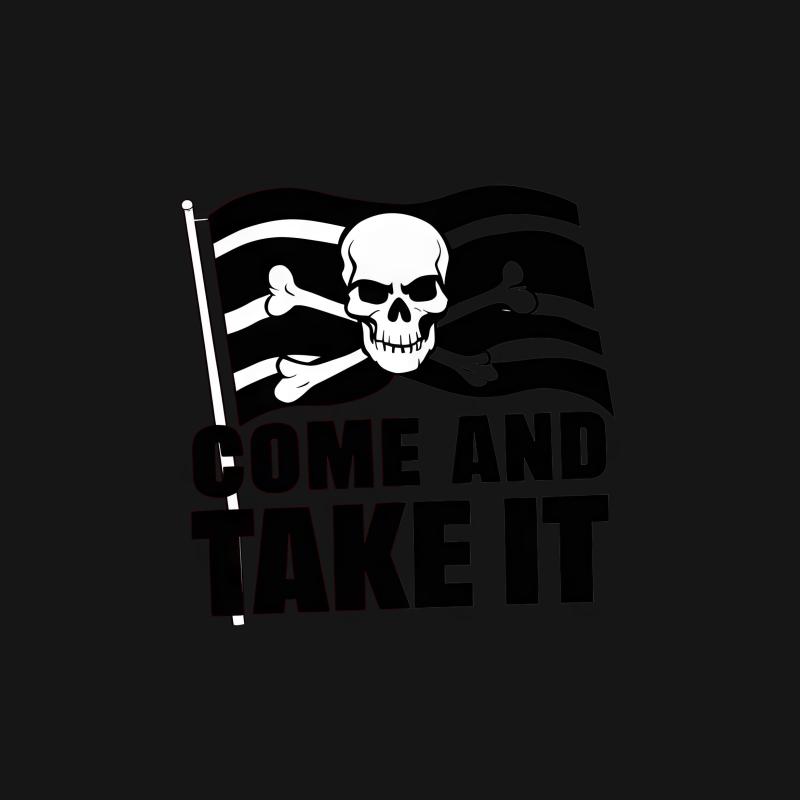 Come and Take It T-Shirt, Skull and Crossbones Flag Tee, Patriotic Graphic Shirt, Unisex Cotton Shirt, Casual Wear, Gift Idea Female T-Shirt