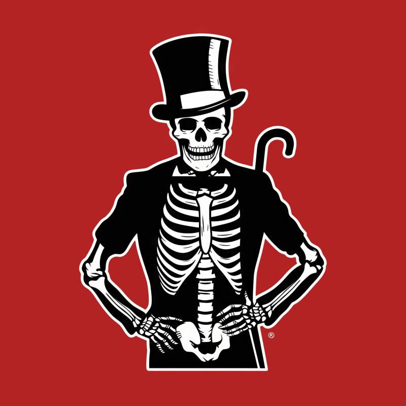 Gothic Skeleton Gentleman T-Shirt, Spooky Chic Top Hat Skull, Halloween Fashion Tee, Unique Gothic Clothing, Macabre Style Shirt Male T-Shirt