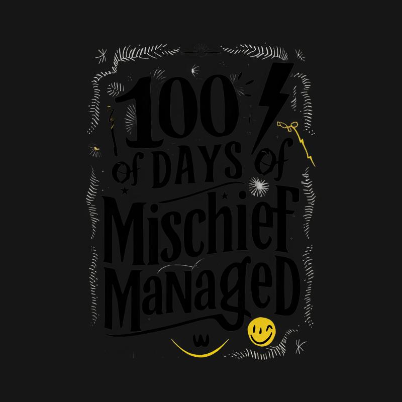 100 Days of Mischief Managed T-Shirt, Wizard Inspired Graphic Tee, Fun Casual Wear, Unisex Adult Shirt Female T-Shirt