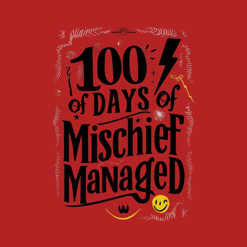 100 Days of Mischief Managed T-Shirt, Wizard Inspired Graphic Tee, Fun Casual Wear, Unisex Adult Shirt Male T-Shirt