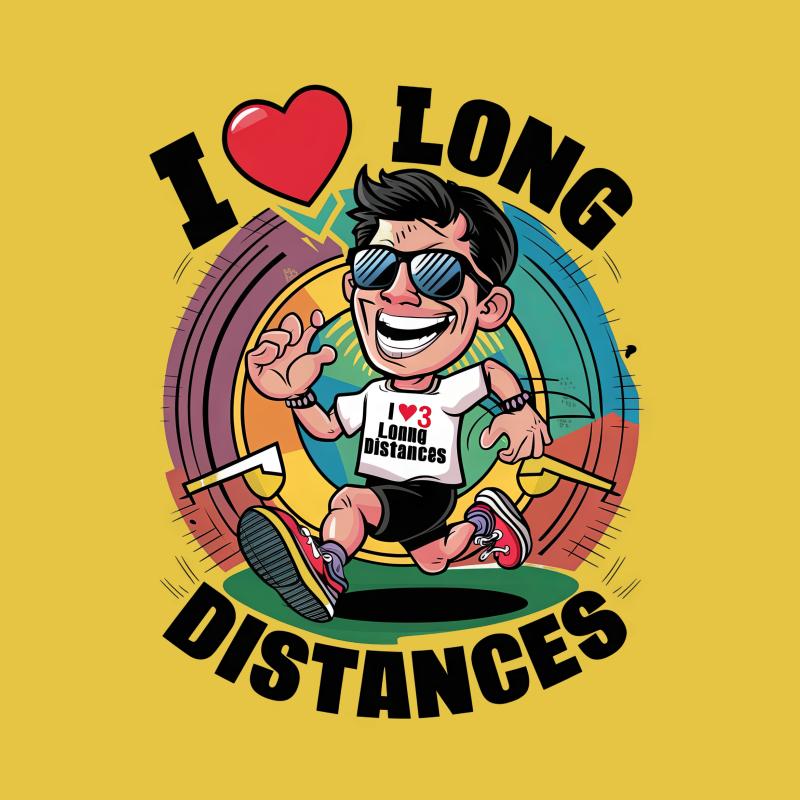 Funny Long Distance Runner T-Shirt, I Love Running Cartoon Tee, Athletic Humor Graphic Shirt, Runner Gift Male T-Shirt