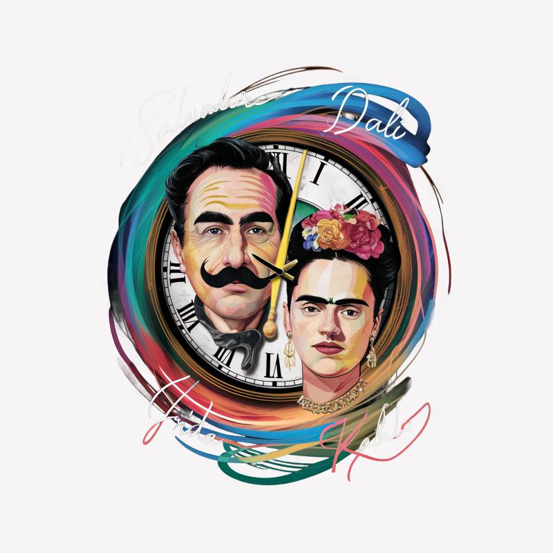 Salvador Dali and Frida Kahlo Inspired Timeless Art T-Shirt, Colorful Artist Portrait Tee, Unique Art Lovers Gift Male T-Shirt